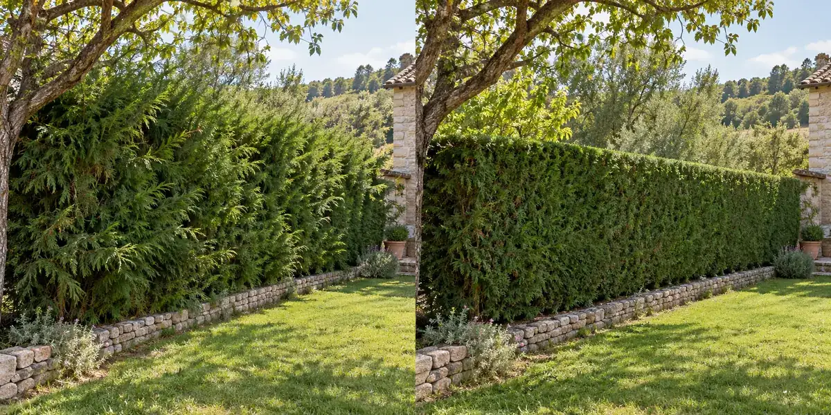 Avant : haie aux côtés irréguliers, photo d’illustration